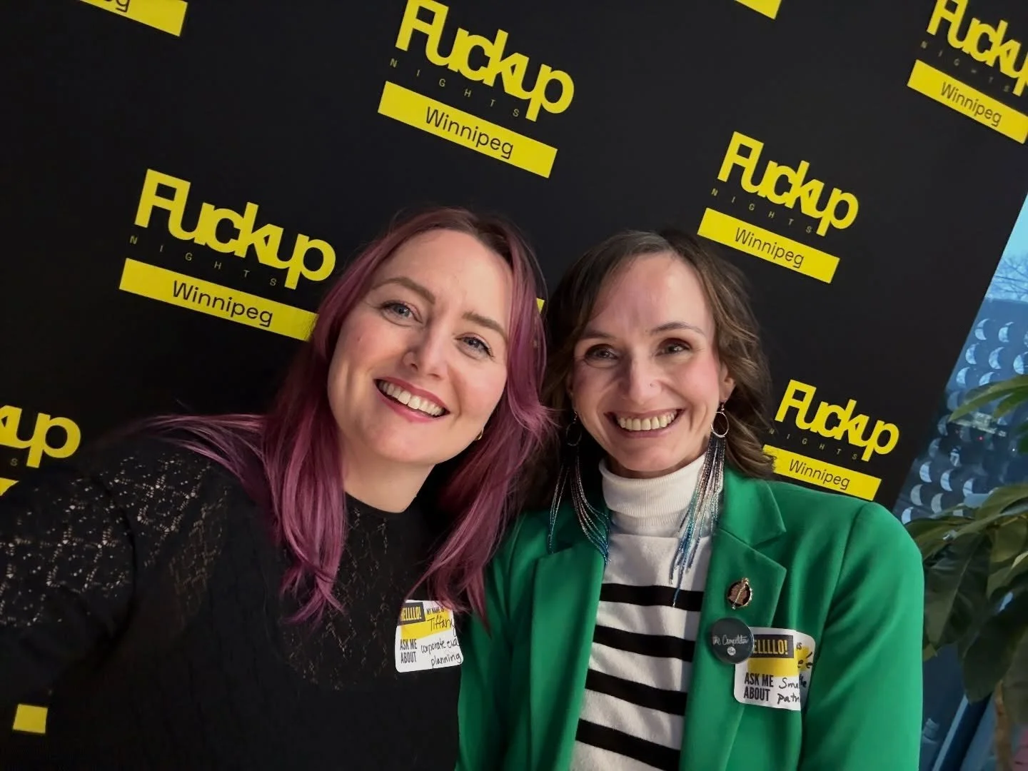 Had a great time out tonight w @reneecable at the first ever @fuckupnightswpg. Loved hearing the stories of failure, persistence and introspection.