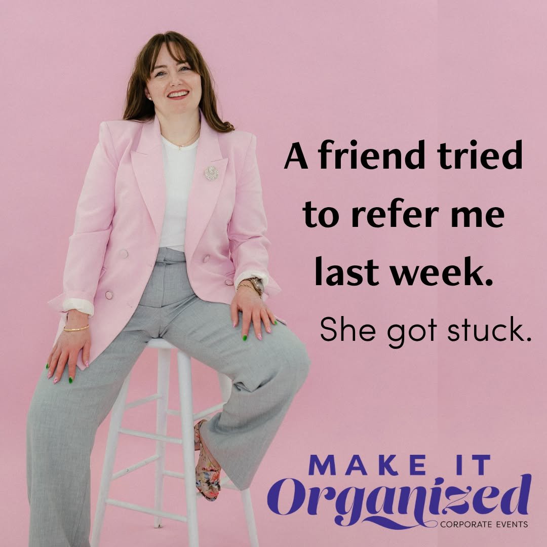 A friend tried to refer me last week.

She got stuck.

She wanted to. She just couldn't find the words. "Event planner" doesn't really capture it.

So here are 3 lines you can steal:

1. You bring her the vision. She builds the plan, manage