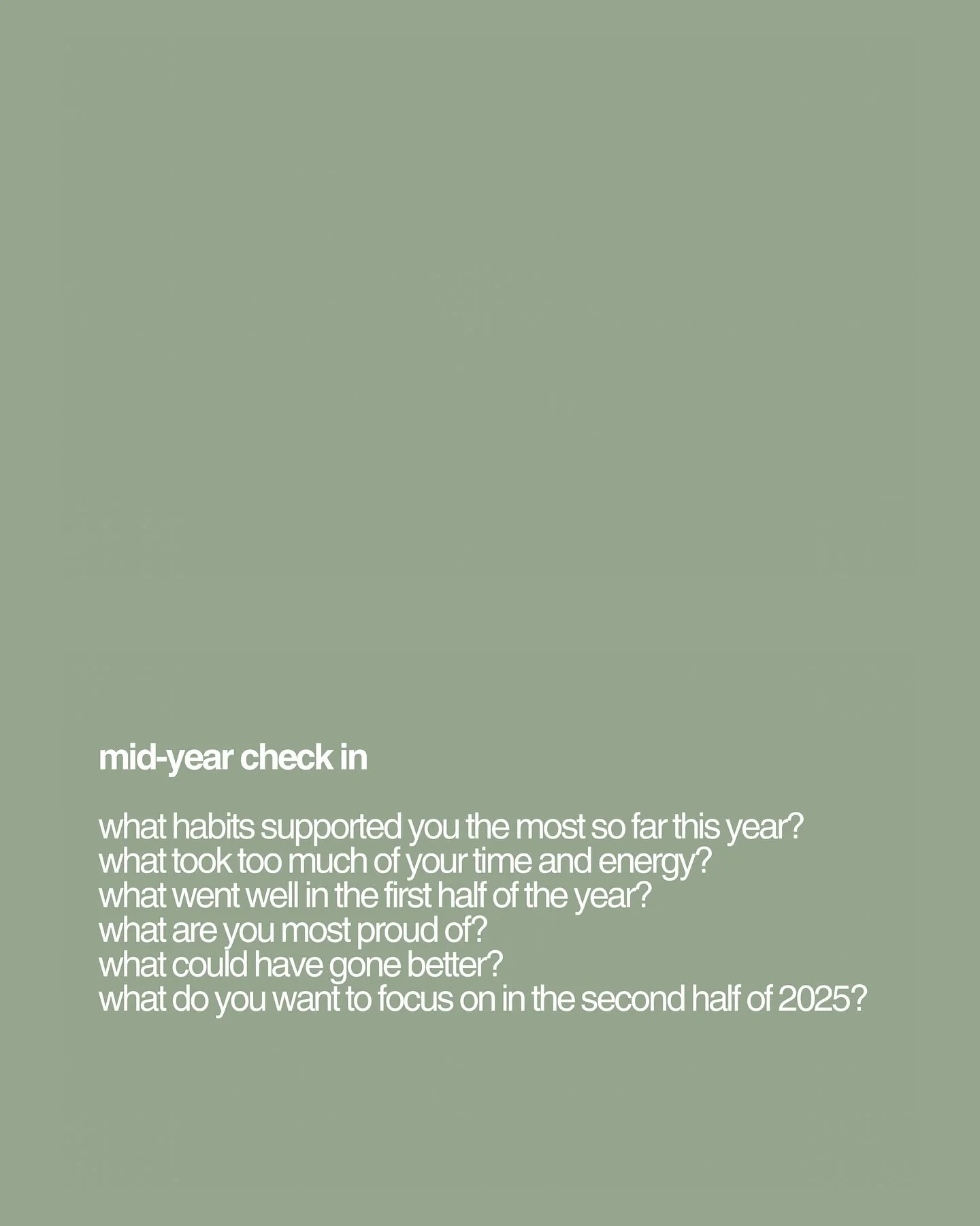 🖊️ mid-year check in!!! 
here are some questions i’ve been journaling on, now that we’re halfway through 2025. it’s the perfect time to pause, reflect, and realign. carve out a few quiet minutes with your journal and ask yourself: