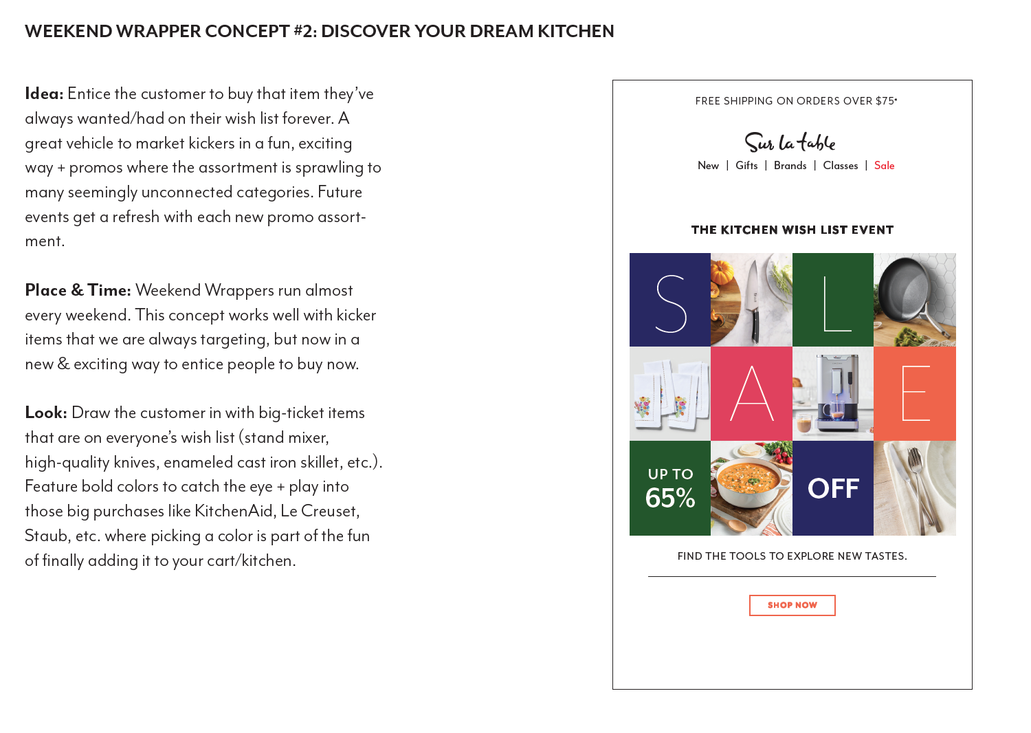 "Discover Your Dream Kitchen" concept for Weekend Wrapper sales