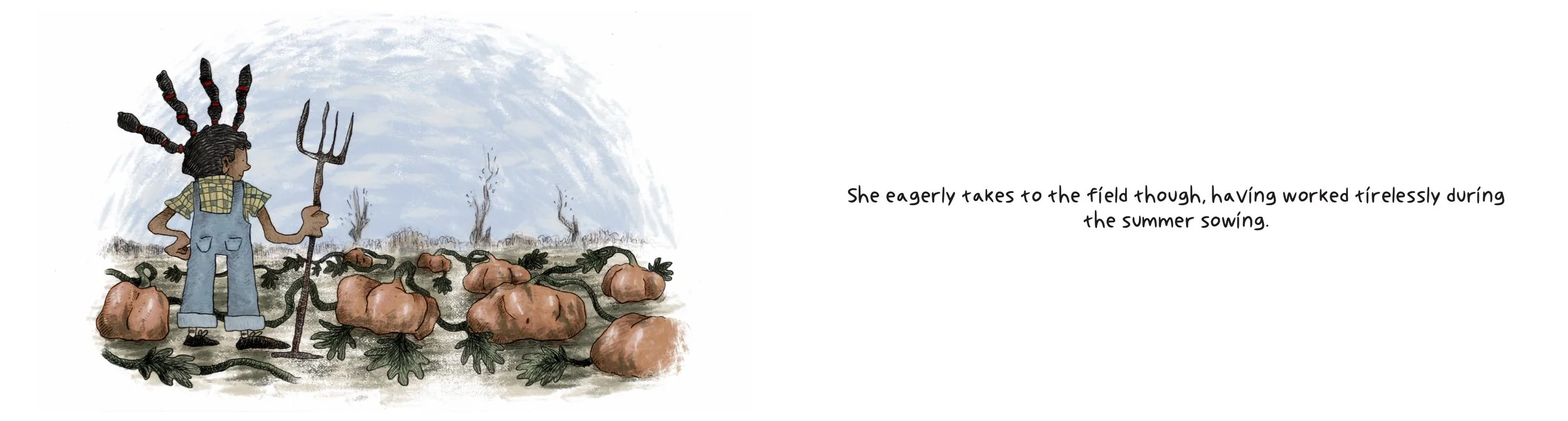 Inside cover spreads, graphite drawing on paper with digital colour