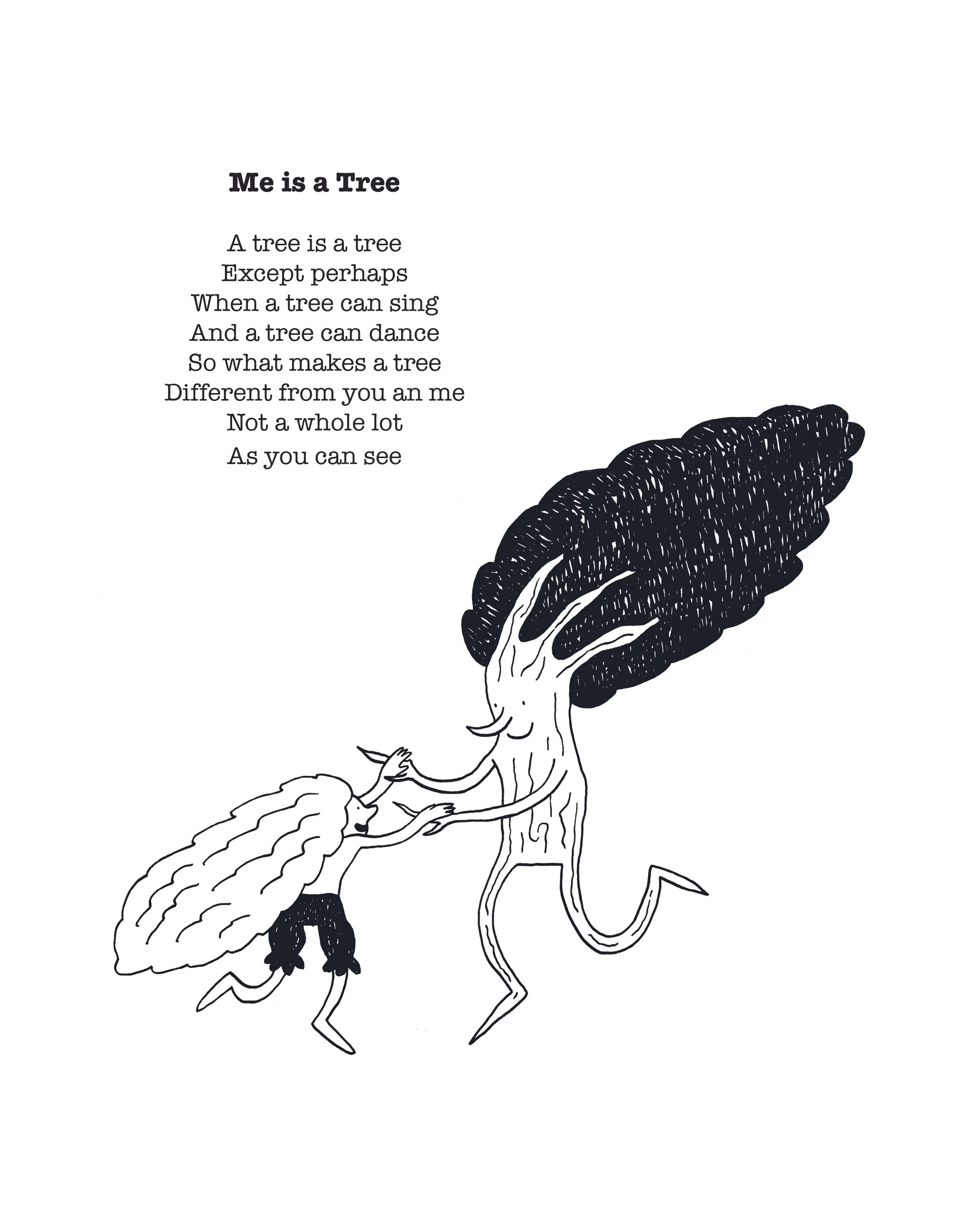 Illustration for 'Me is a Tree', Ink on paper and compiled in InDesign