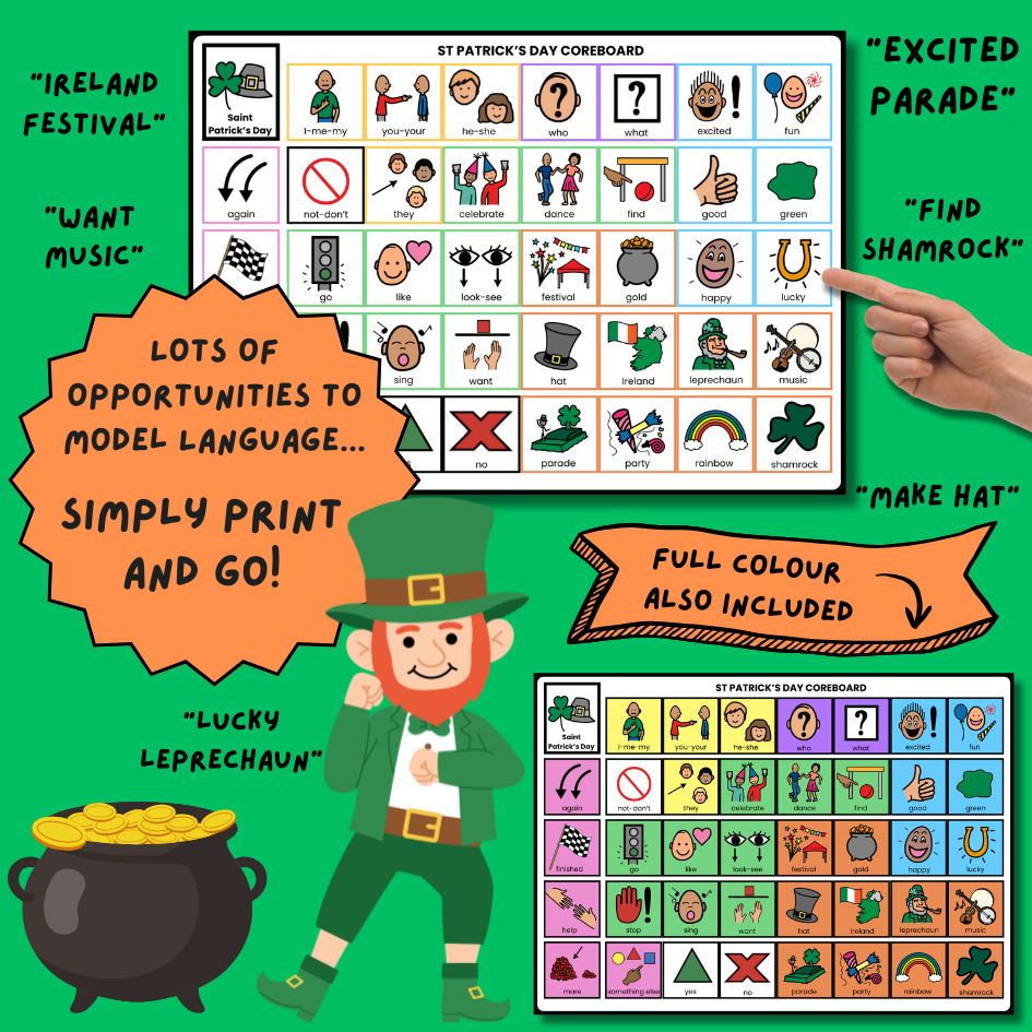 St Patrick's Day AAC Communication Board - Colourful Communicators.png