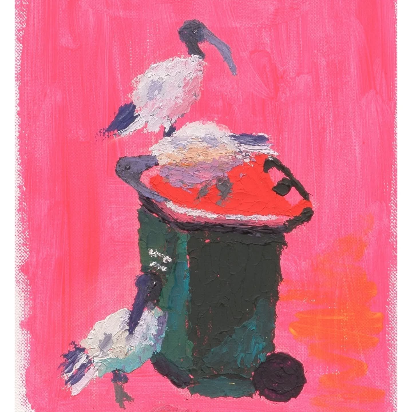The wheelie bin and bin chickens are a very slice of life part of living in Australia.

I'm so thankful for @trishykitty to see the meaning yet playful side of it and be the proud owner!

The impasto added an interesting element to it as well, glad I