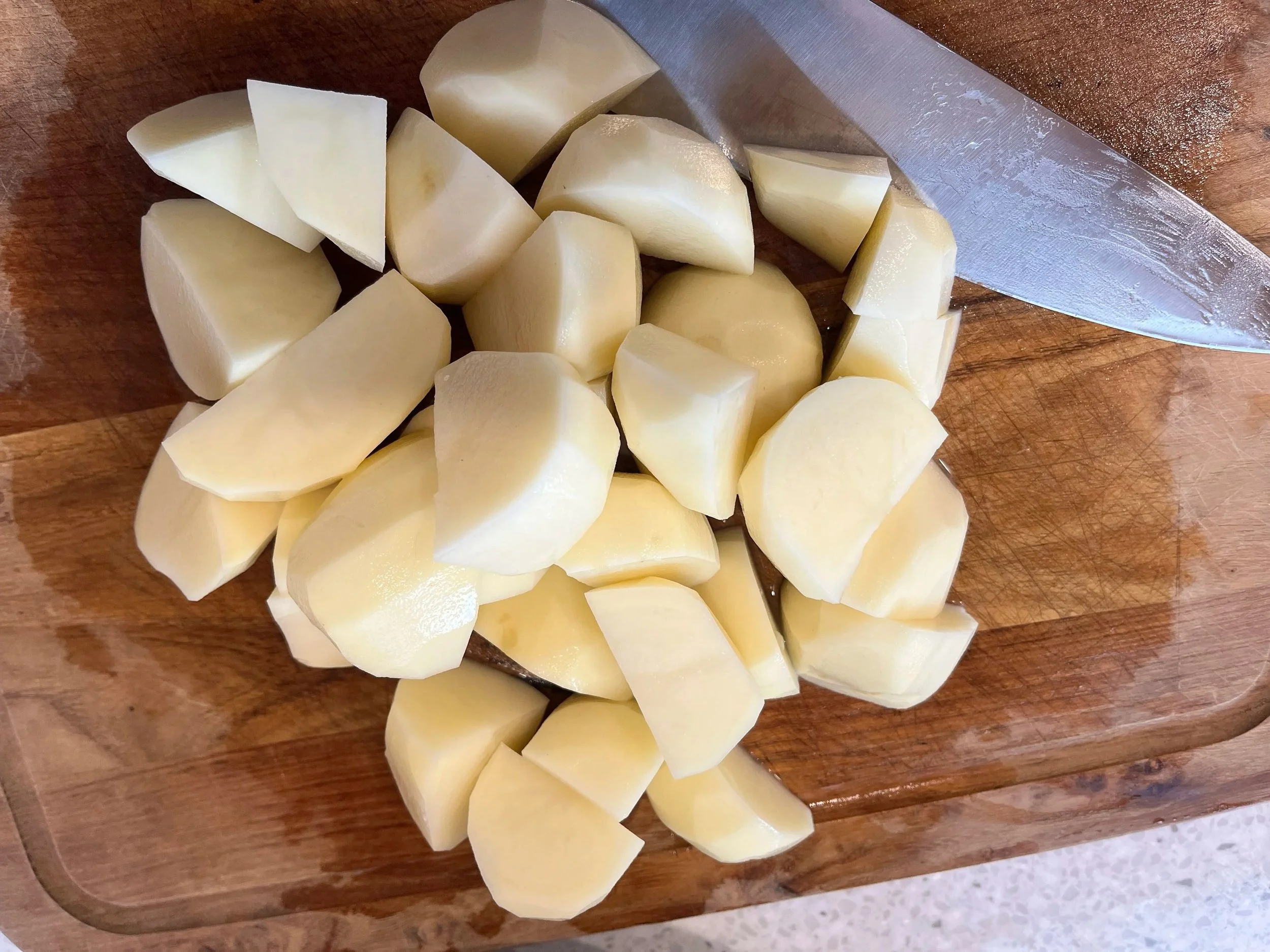 chop potatoes