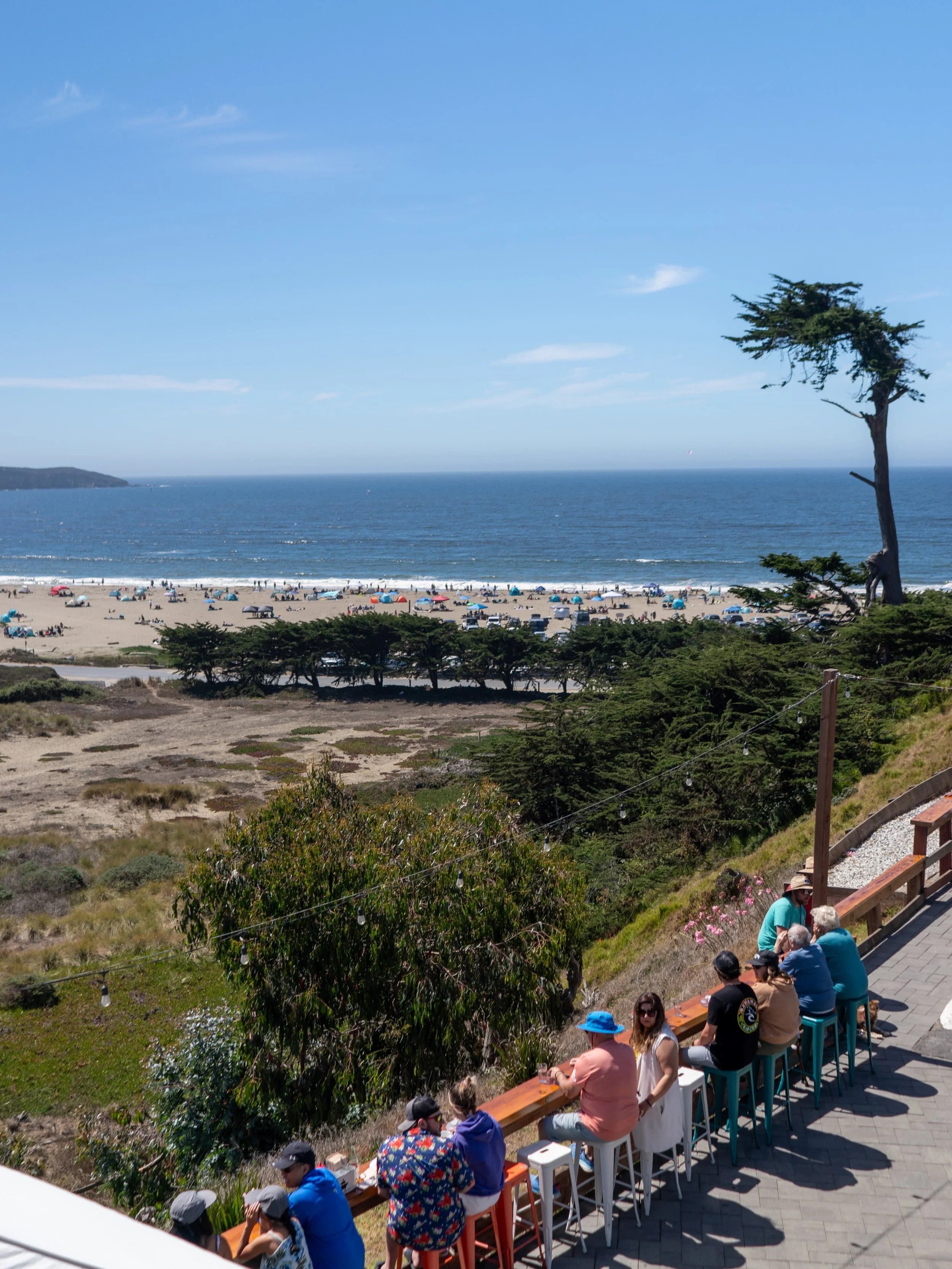 Beach views from the Coastal Kitchen patio at Dillon Beach