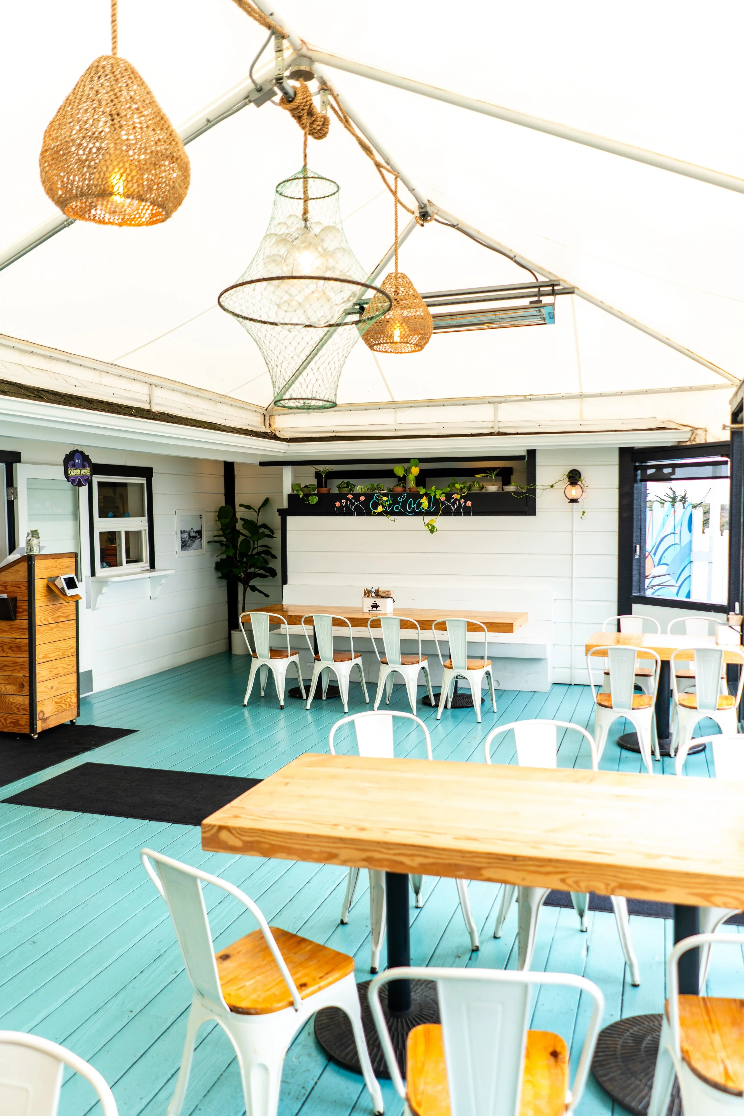 main seating area at the Coastal Kitchen located onsite at Dillon Beach Resort