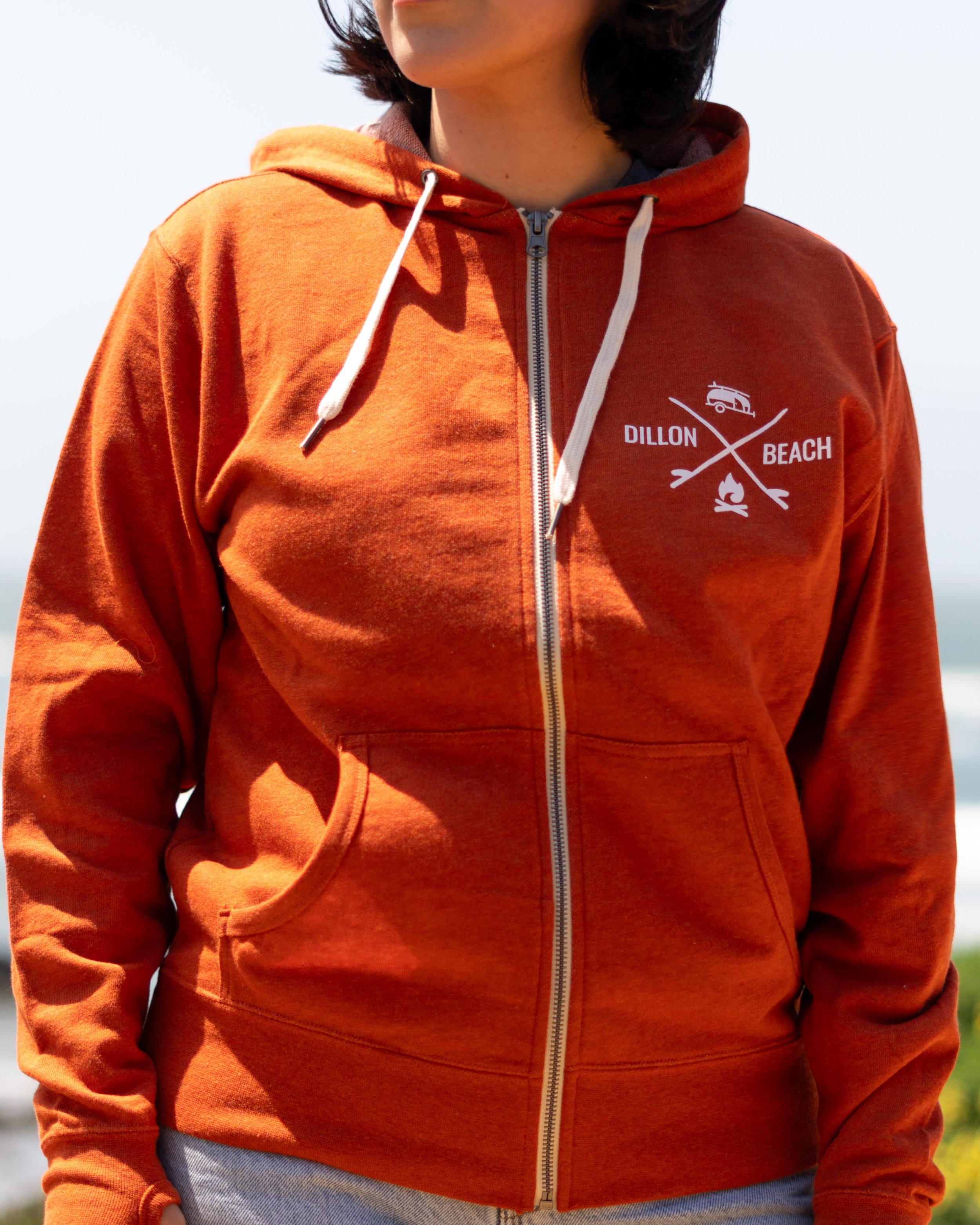 Dillon Beach Resort: Burnt-Orange Zip-Up Apparel