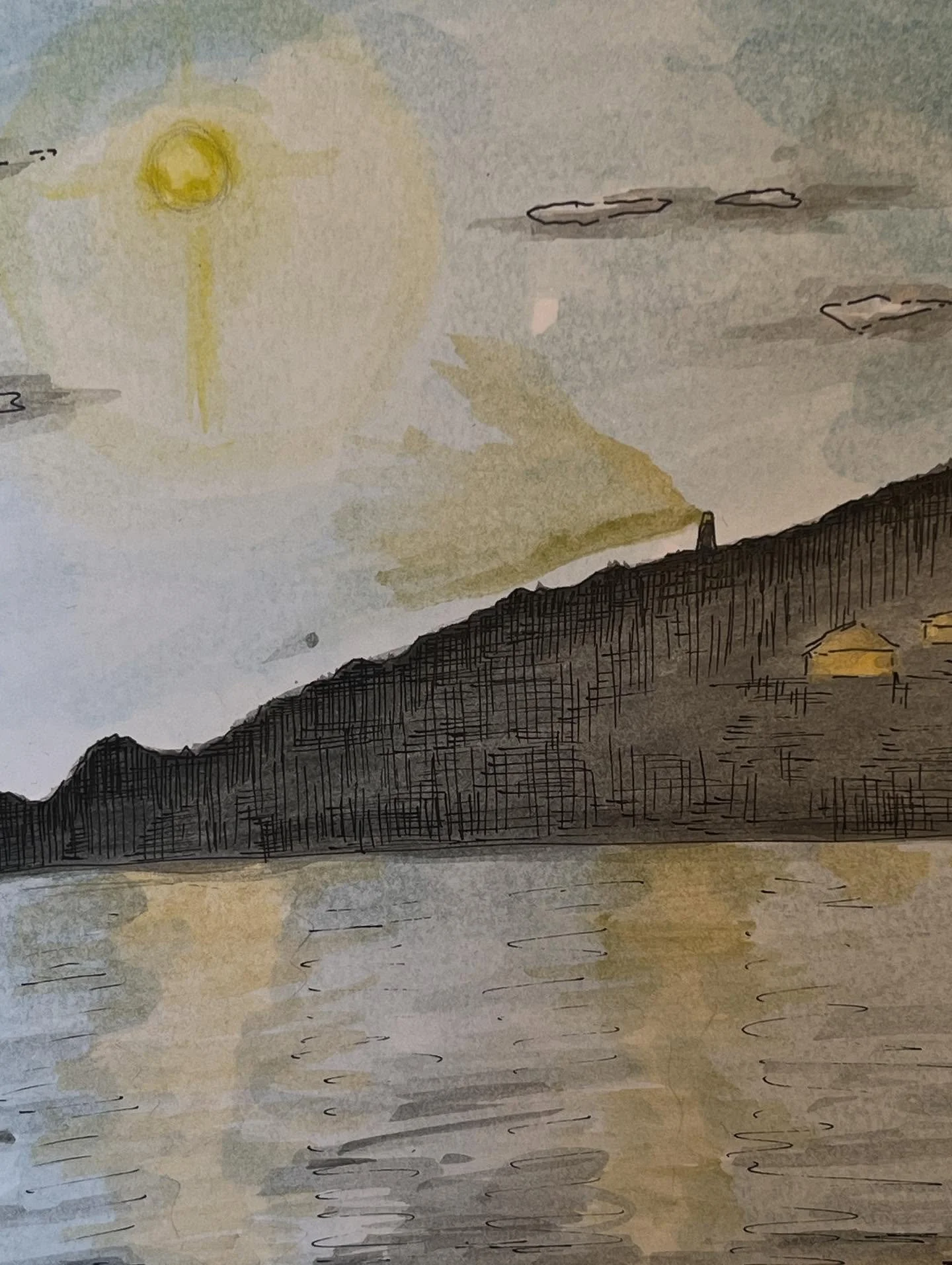 Quick landscape sketches from beach life last year. #watercolour #moononthewater #lighthouse #cherryjohnstonart