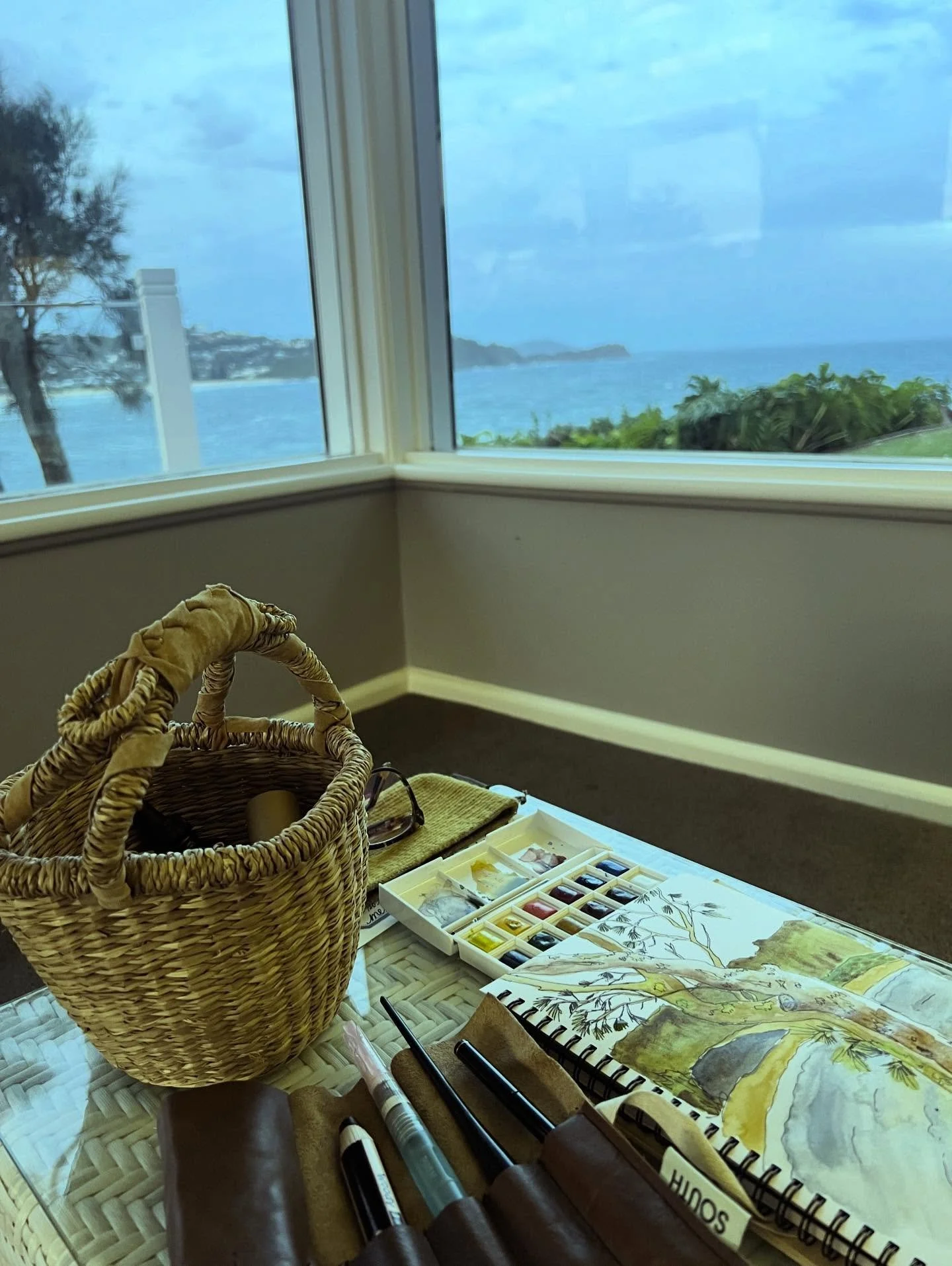 Summer holidays by the ocean. Painting. Finally resting. #watercolour #penroll #oceanviews #cherryjohnstonart