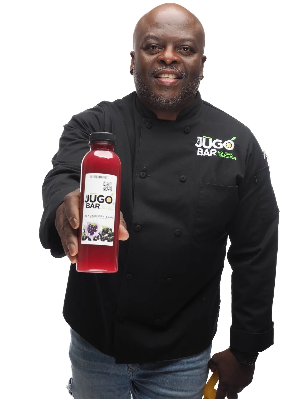 William A. Fulton (The JugoMan) holding our signature blackberry sage.