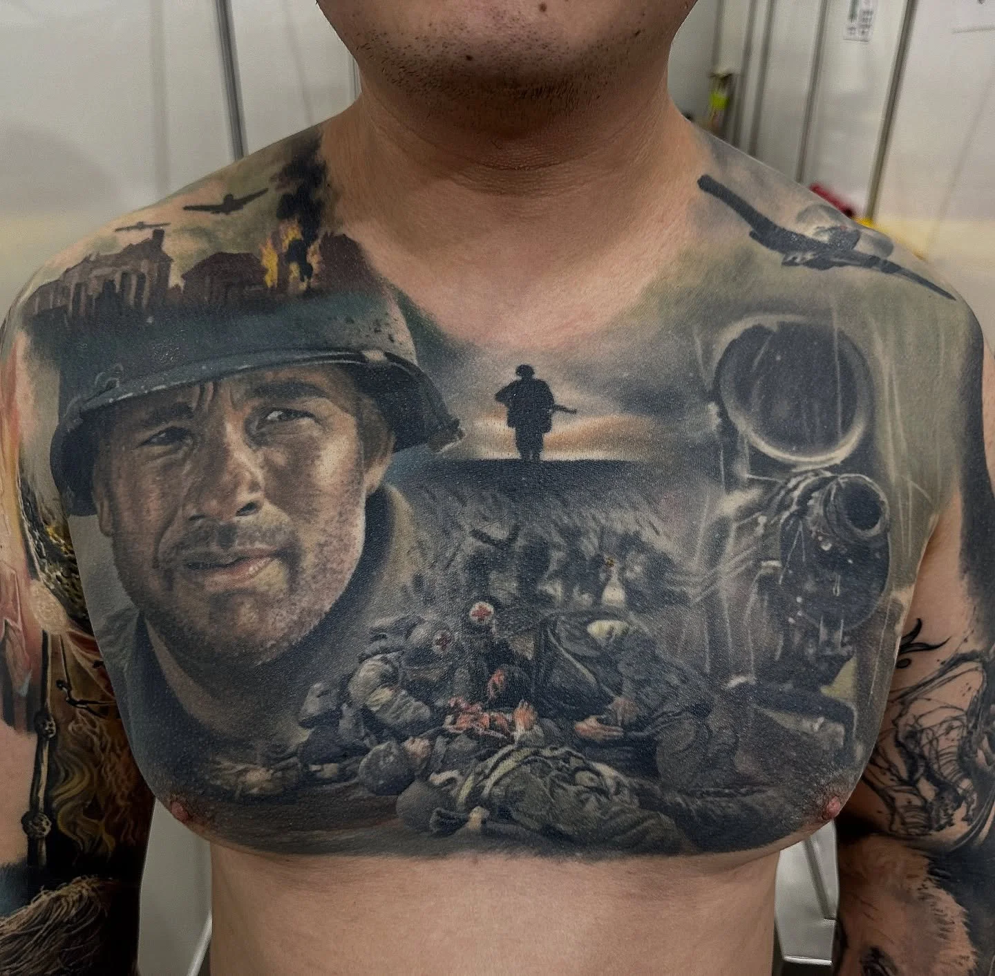 Got to catch up with this tattoo while I was in Australia at the @australiantattooexpo !! Portrait and everything else is 8 years old single pass, amazing heal and amazing client! Tomorrow I&rsquo;ll show you his @harrypotter I did 7 years ago! 

#he