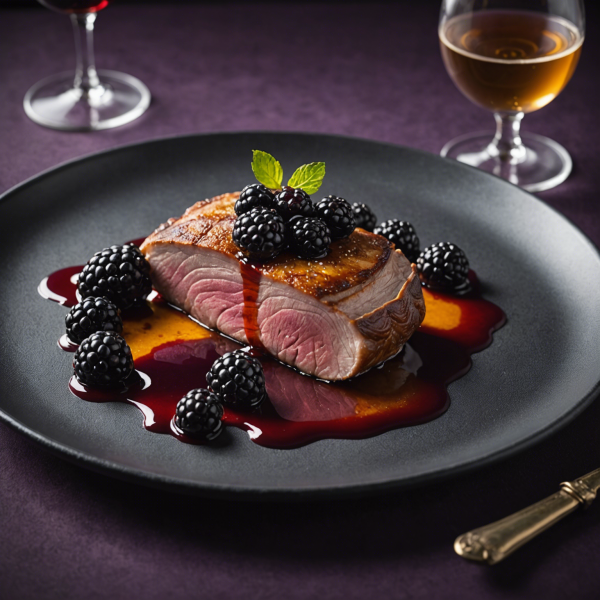 Crispy Duck Breast with Blackberry‑Balsamic Glaze &amp; Sage-Scented Sweet Potato Purée&nbsp;