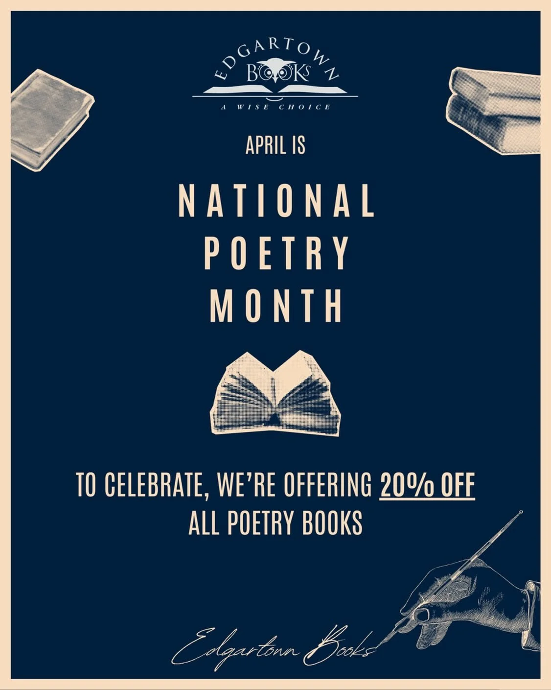 April is National Poetry Month! To celebrate, we&rsquo;re taking 20% off poetry books all month long 📚