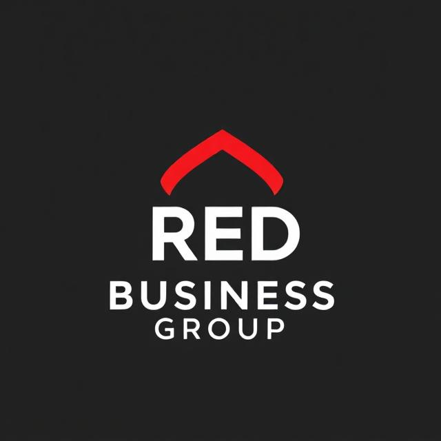 Logo for Red Business Group with a red arc above the text, which reads "RED BUSINESS GROUP" in white letters on a black background.