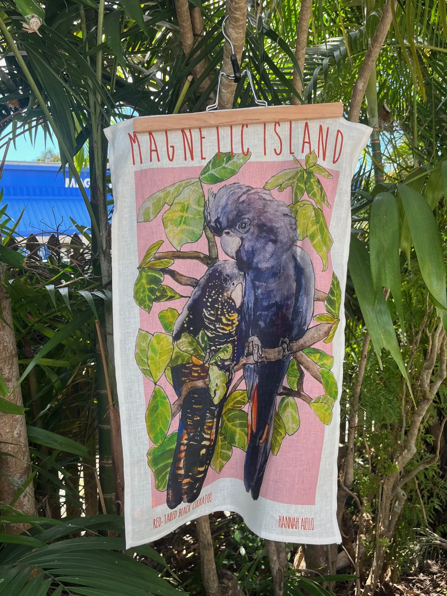 Red-Tailed Black Cockatoos Tea Towel - Magnetic Island