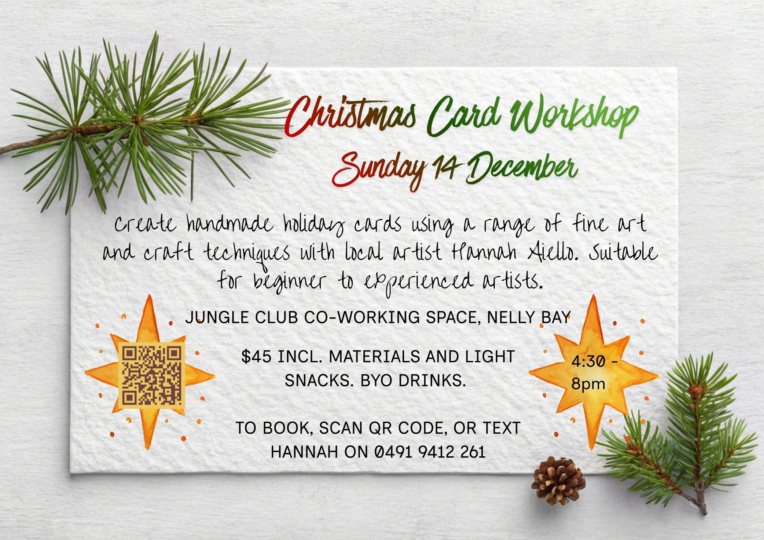 Art Workshop - Handmade Christmas Cards - 14 December 2025 CANCELLED