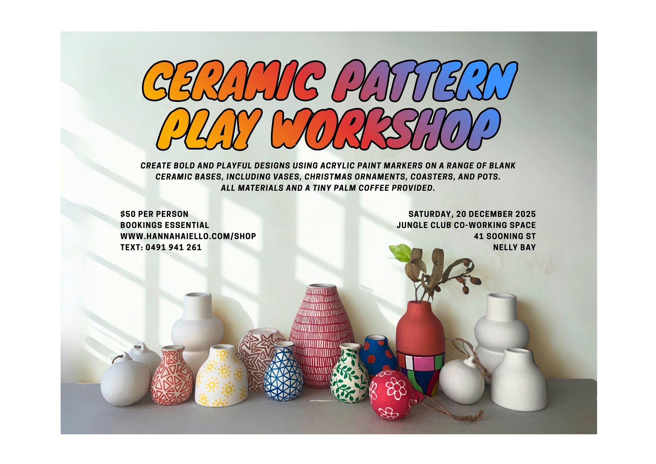 Ceramic Patten Play Workshop - Saturday, 20 December 2025