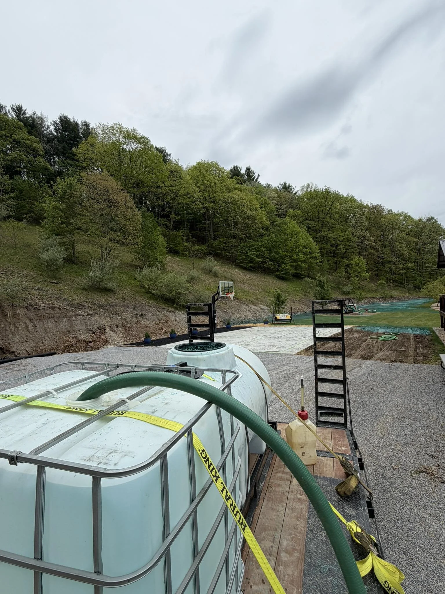 hydroseeding in progress