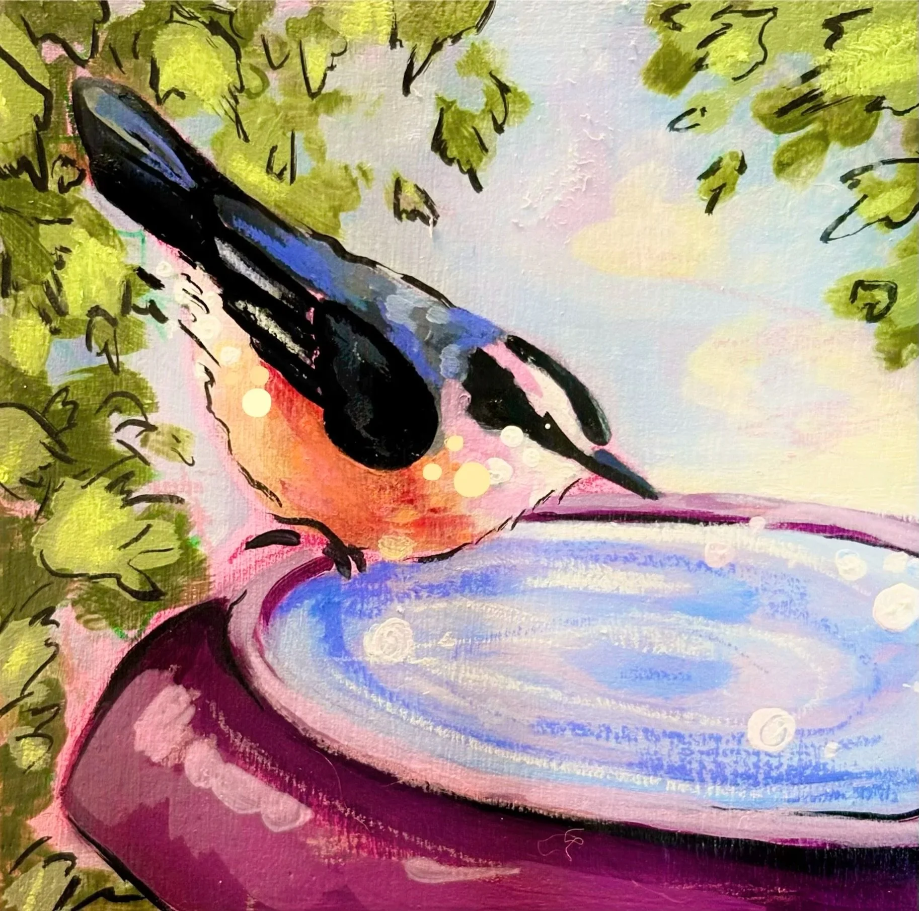 Nuthatch:
Acrylic on Wood