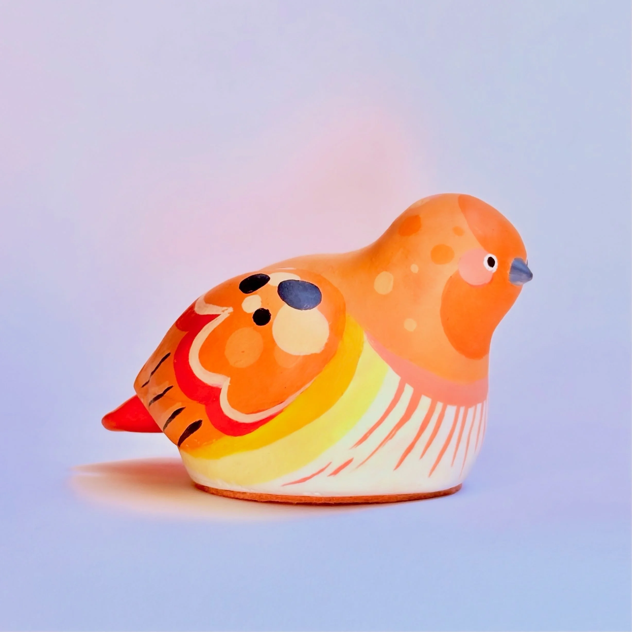 Peachy Orange Bird Sculpture