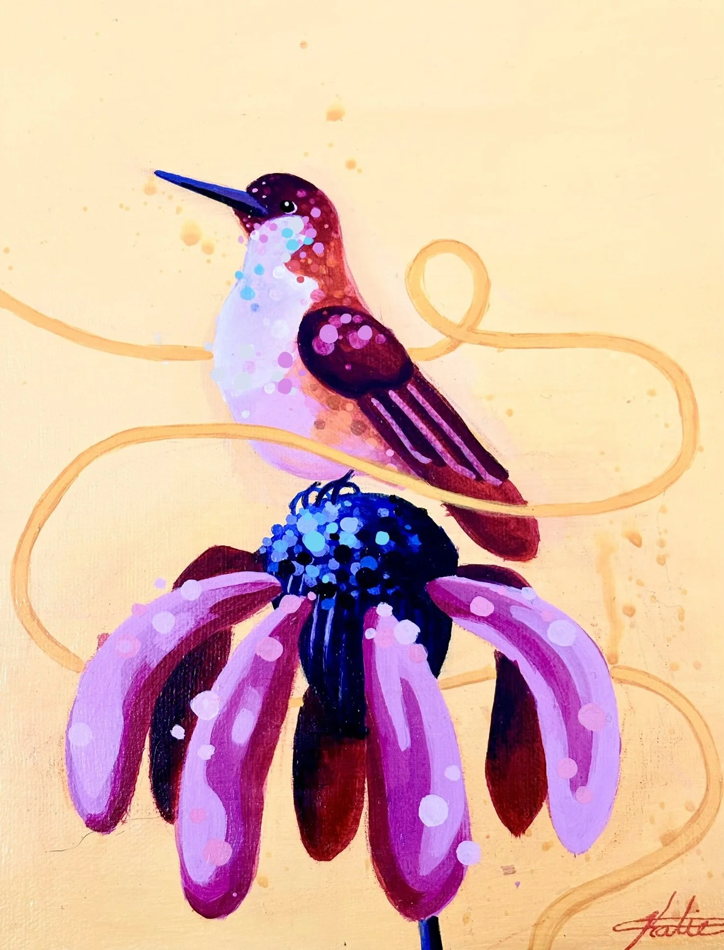 Rufous Hummingbird on Flower