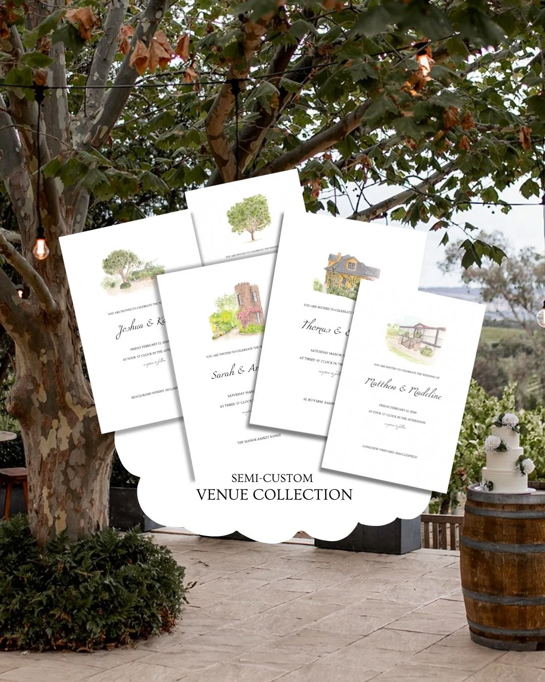 Semi-custom, venue invitations are available to order 🤍