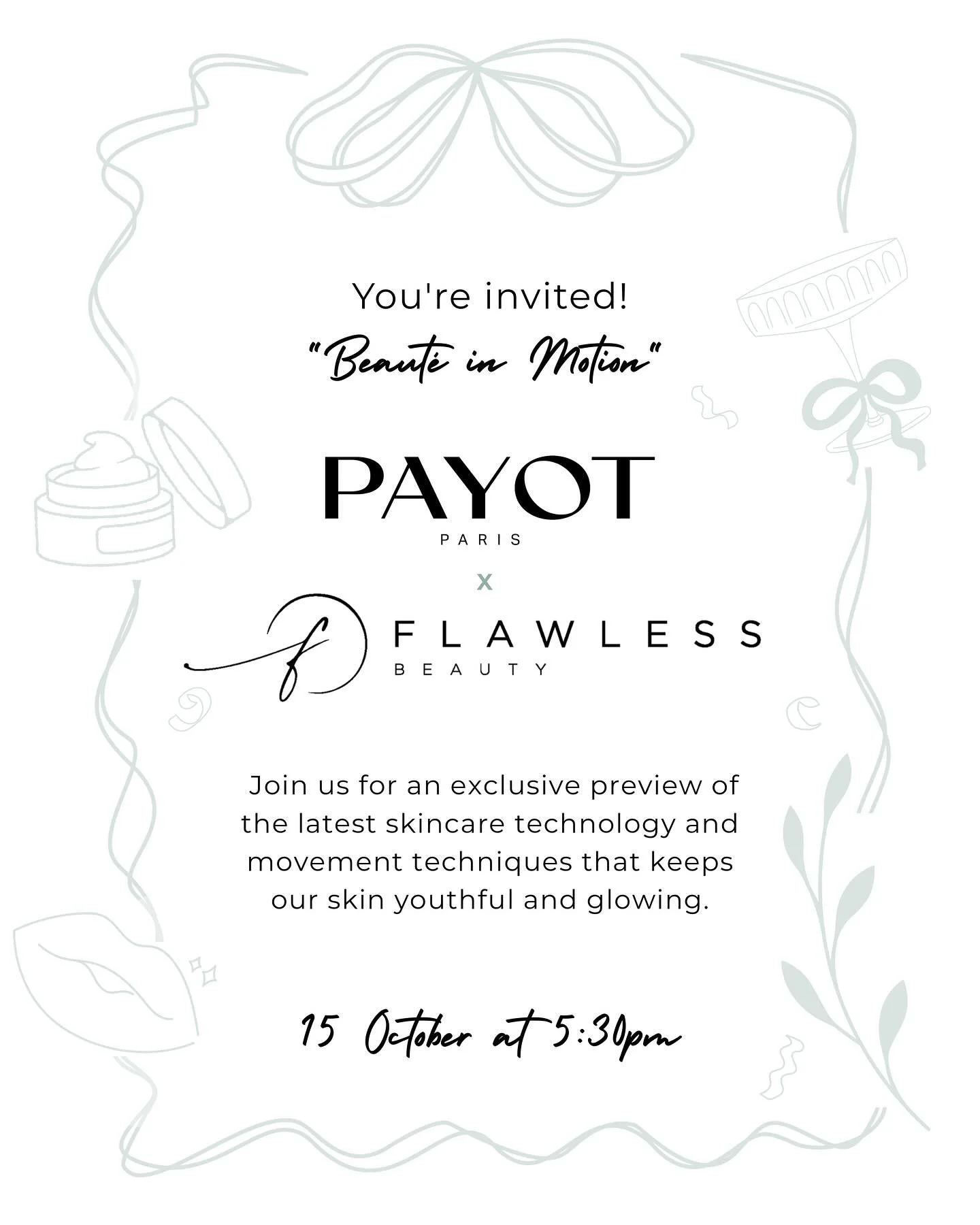 Tickets 70% gone!! Join us for an evening of latest skincare technology and movement techniques that keep our skin youthful and glowing. ✨
 
- Live Demos
- Try Products at the Dapple Bar
- One Day Only Beauty Bargains &amp; Special Offers
- Lucky Doo