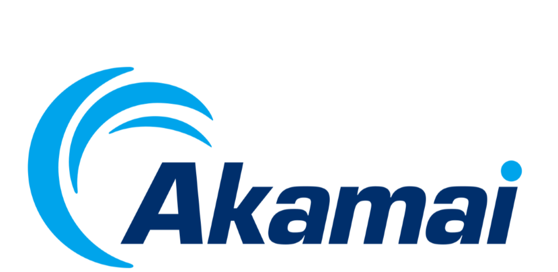 Akamai logo with stylized blue arcs and the company name in bold navy letters.
