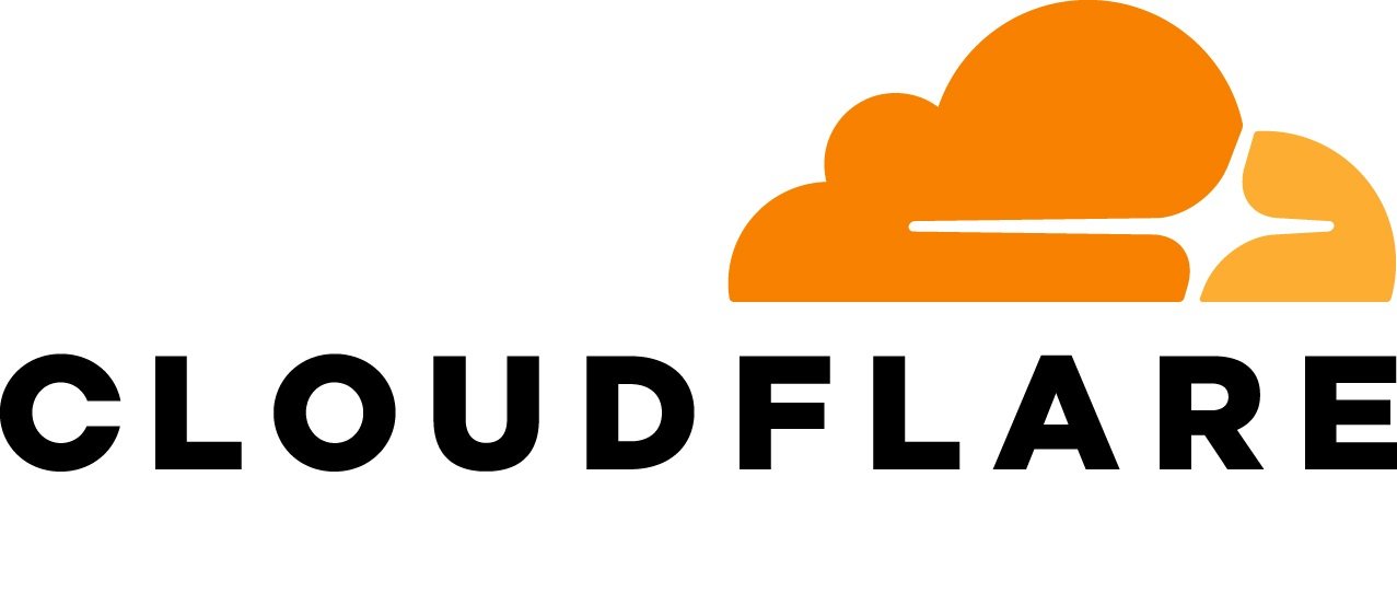 Cloudflare logo with an orange cloud and a stylized orange sun or cloud above the black text 'CLOUDFLARE'.