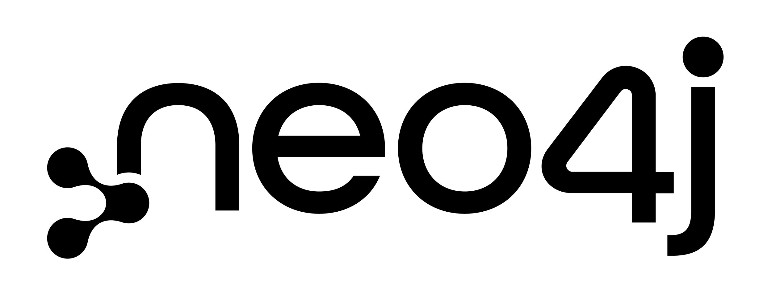 Logo of Neo4j with stylized black interconnected nodes and the text 'neo4j' in lowercase
