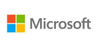 Microsoft logo with four colored squares and the word 'Microsoft' in gray.