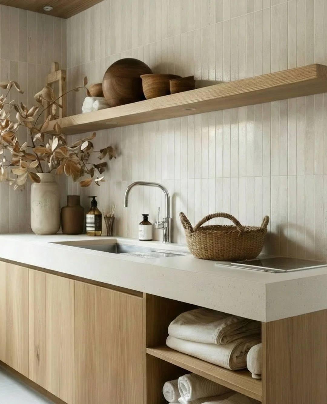 Travertine Classico Linea Linen from our Mosaic Collection is a refined travertine look porcelain tile designed to bring warmth, softness and subtle movement to contemporary interiors. Its elongated format introduces gentle rhythm and architectural i