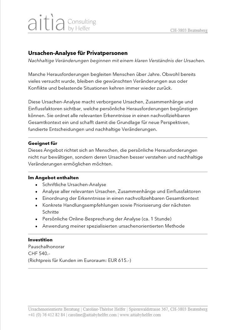 Ursachen-Analyse für Privatpersonen