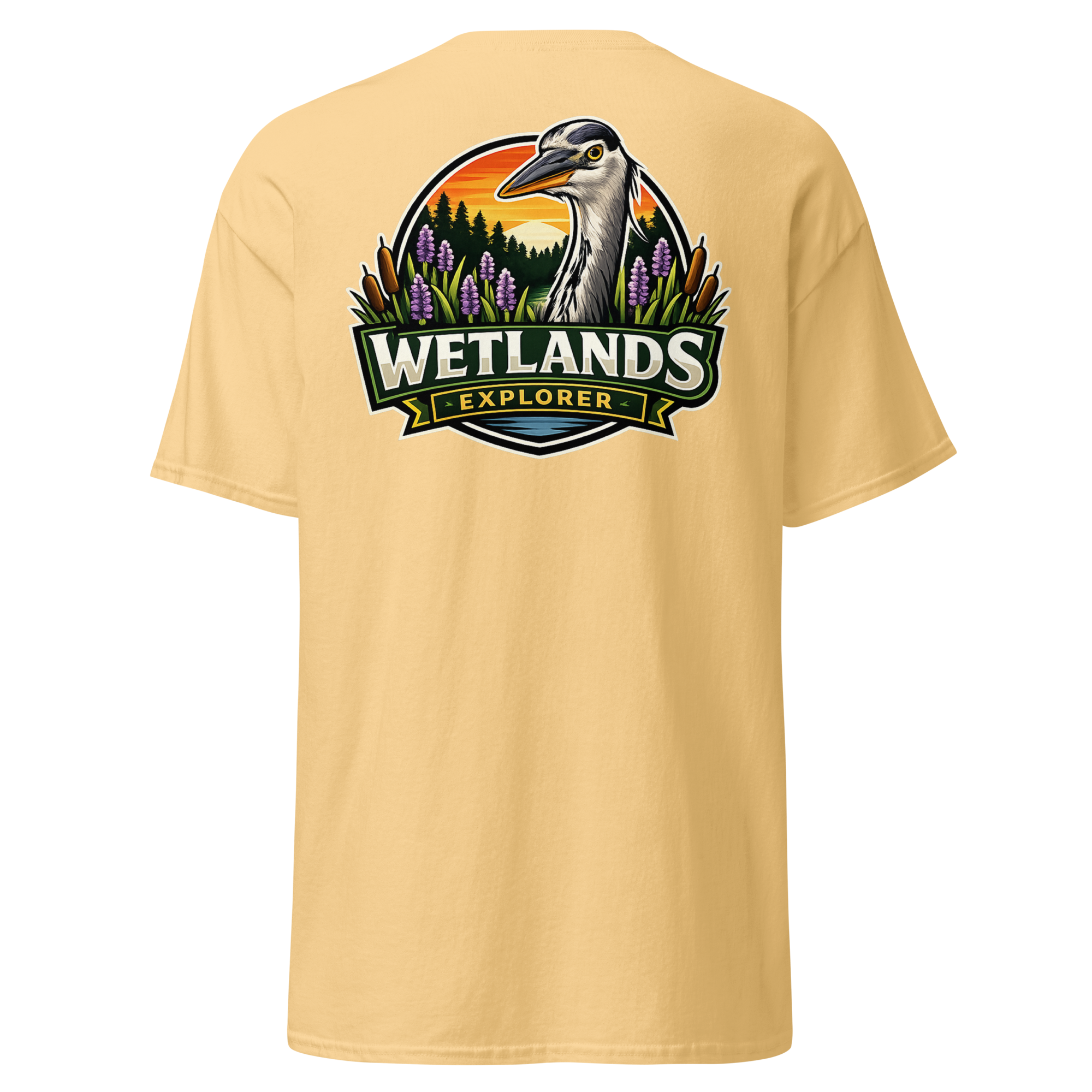 W.E. Birding – Wetlands Explorer Heron Sunset Tee
