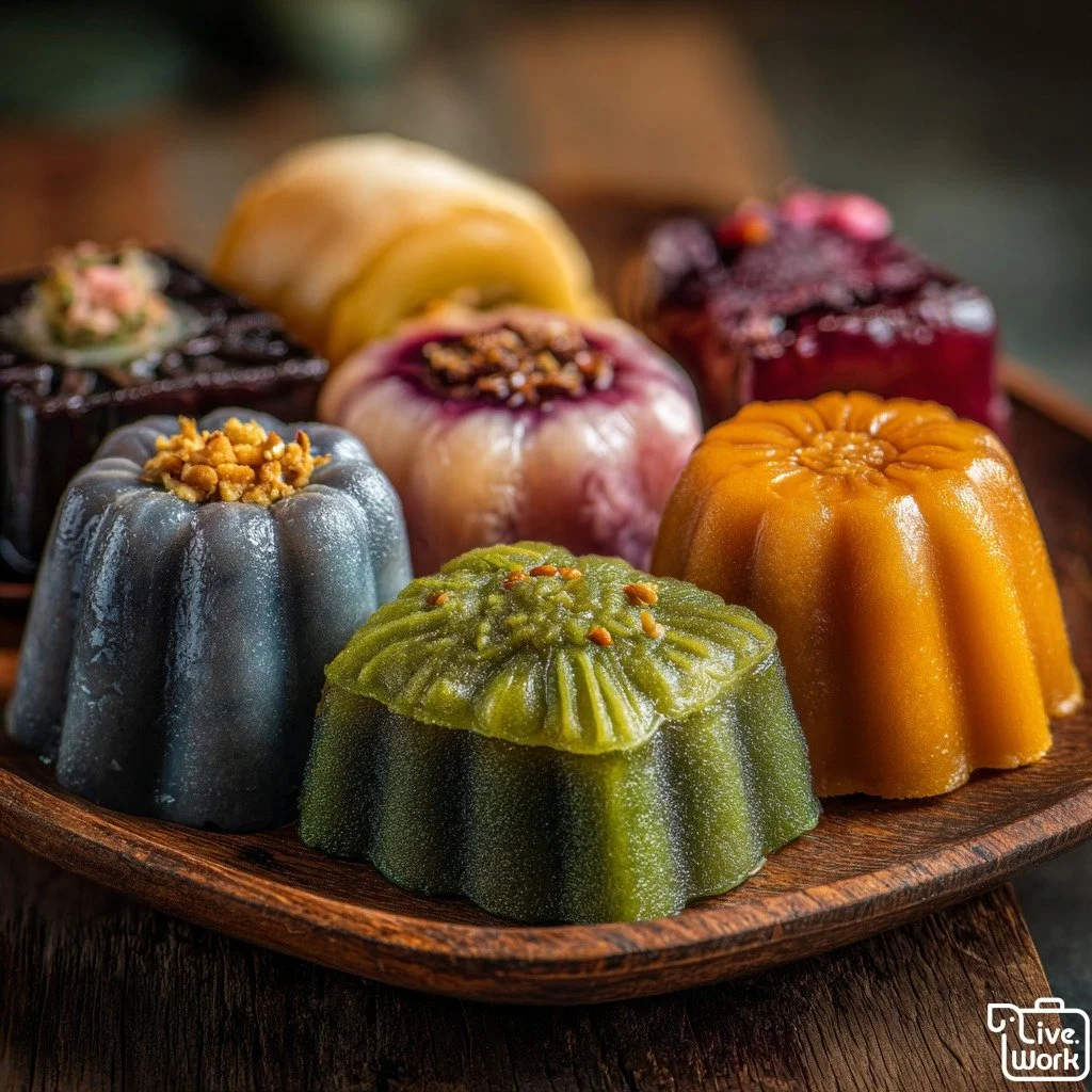 Dive into the realm of Festive Thai Cakes and Pastries, where each dessert is a masterpiece reflecting Thailand's cultural richness. Taste the tradition and history in every bite and be amazed by the unique textures and flavors. A true feast for both