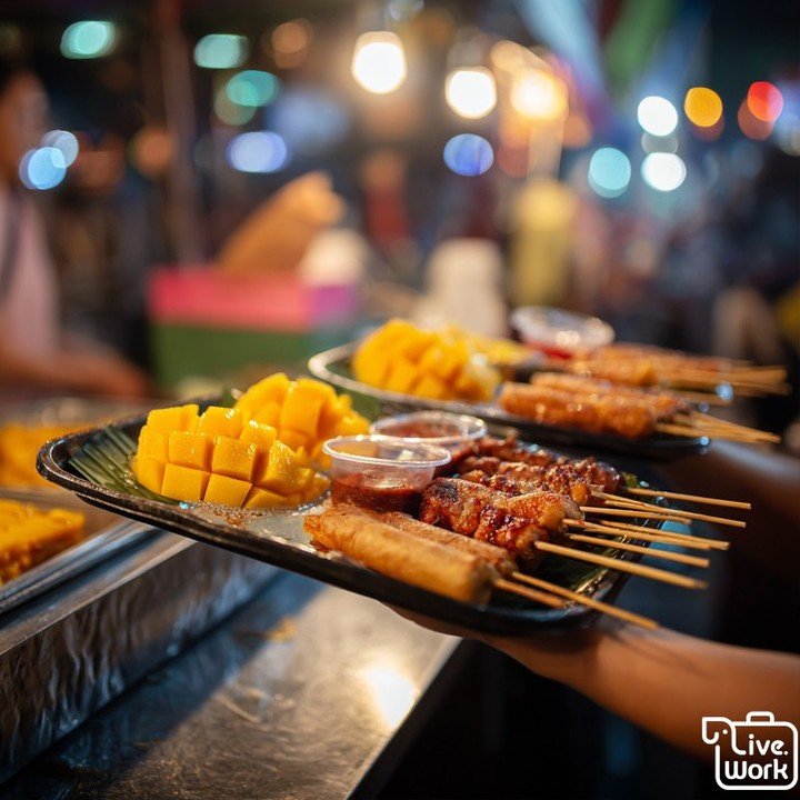 Pick your team: Sweet or Savory Thai street snacks. Sweet lineup: mango sticky rice and khanom krok with that crispy-edge coconut bite. Savory lineup: moo ping skewers and crunchy spring rolls with a tangy dip. Comment your team and tag the one snack