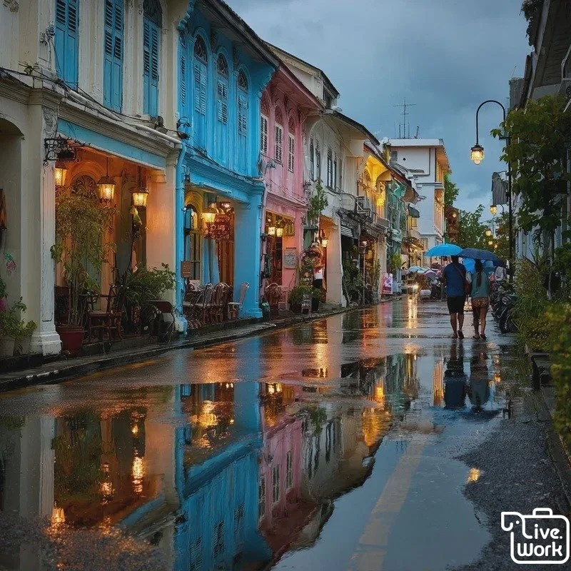 Phuket rain doesn&rsquo;t cancel the day&mdash;it rewrites it. Wander Old Town&rsquo;s arcades, then duck into a heritage caf&eacute; for kopi and a bowl of Hokkien mee while the storm passes. When it clears, shoot the shophouses on wet streets for t