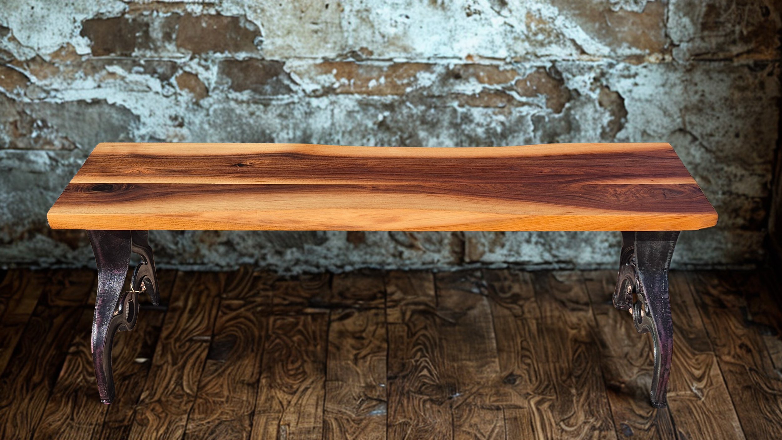 No. 55 Live Edge Black Walnut Bench
