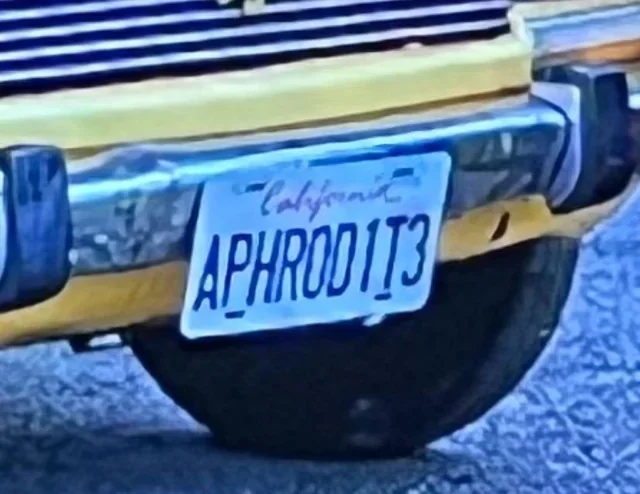 Image of Oliver Putnam's license place from Only Murders in the Building that reads "Aphrodite"