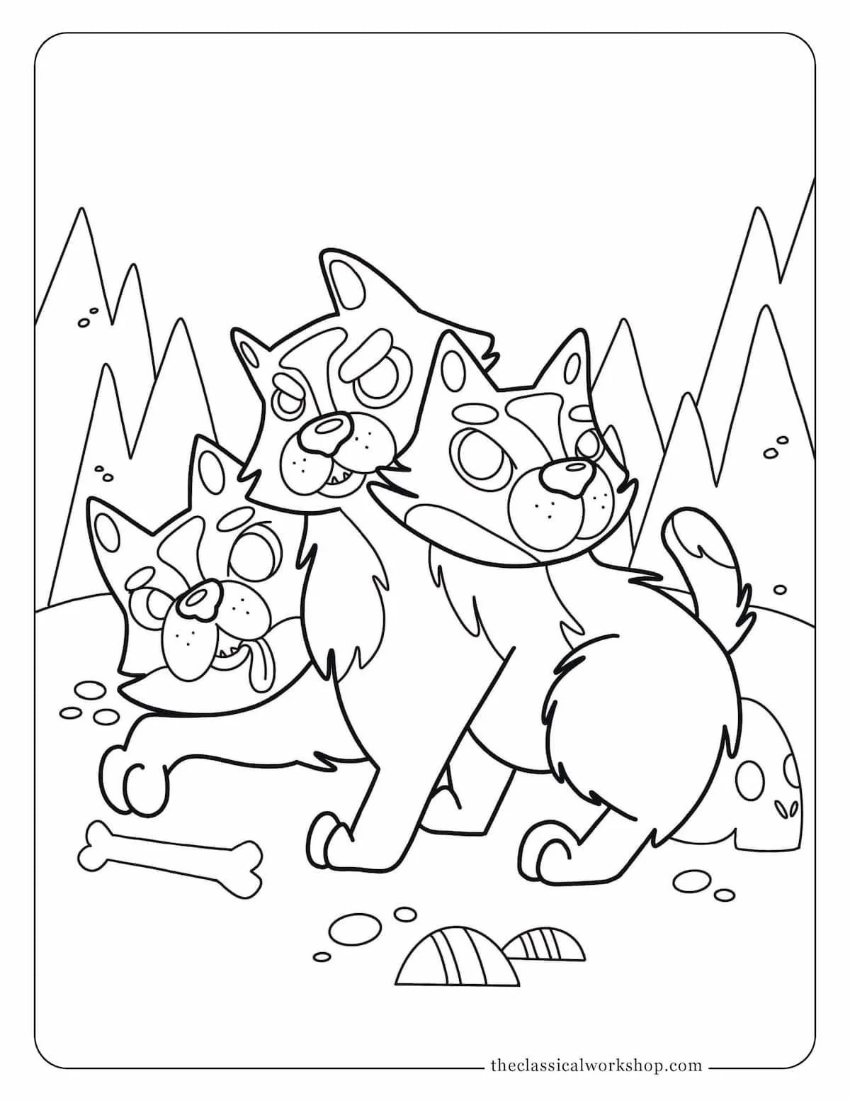Ancient greek coloring page of Cerberus.