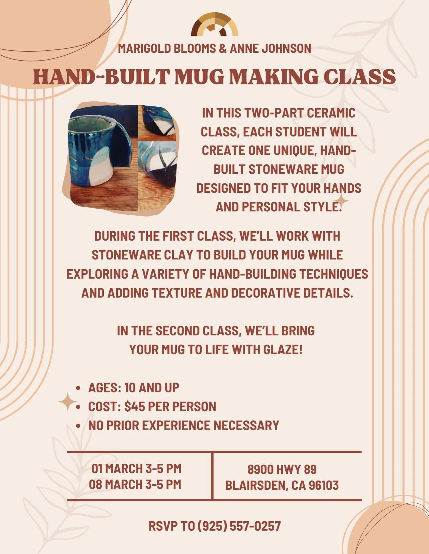 Spots are limited, sign-up now! ✨#bloomyourjoy #marigoldblooms #plumascounty #workshop #pottery
