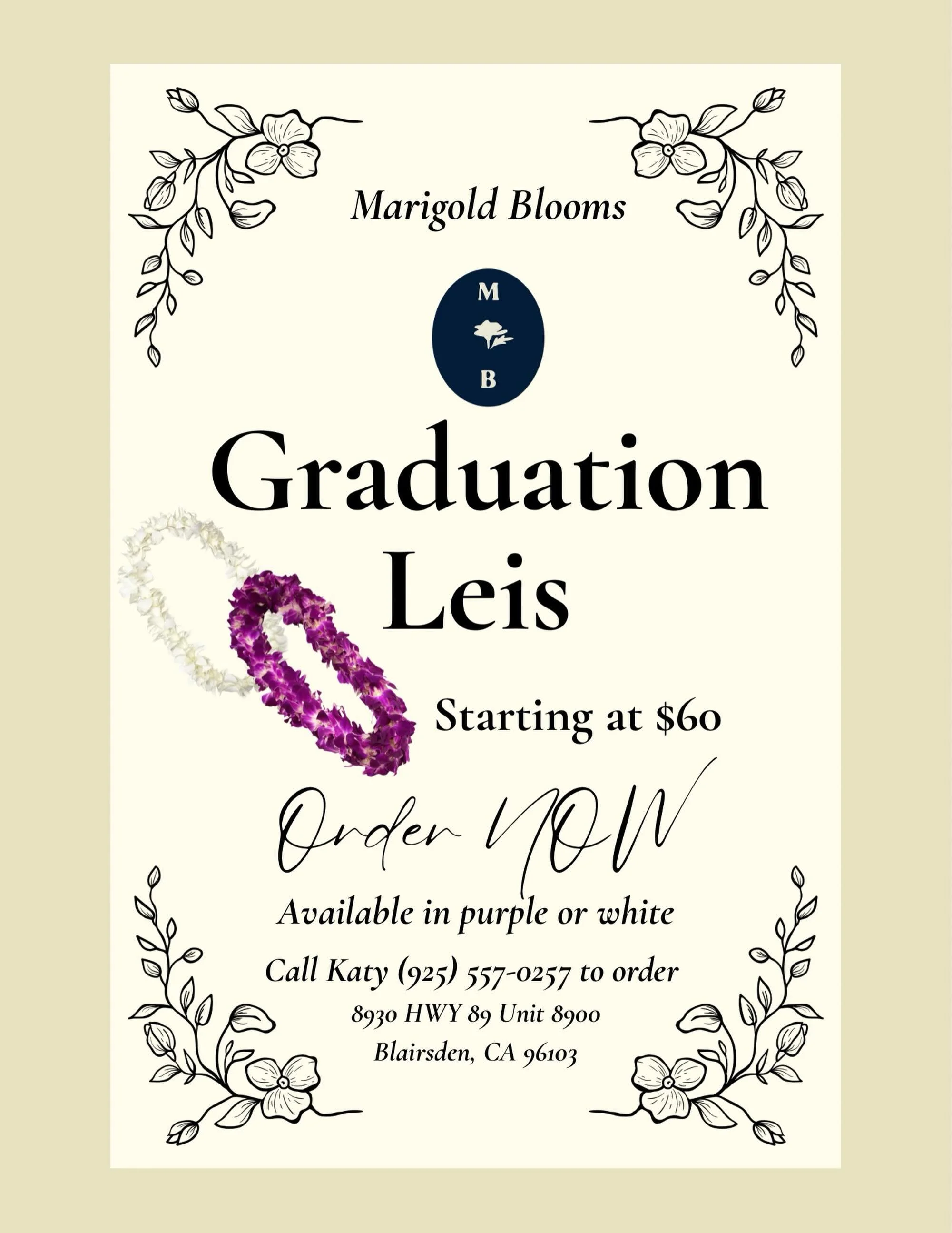 Get your orders in now!
#bloomyourjoy #marigoldblooms #plumascounty #graduation #celebrate