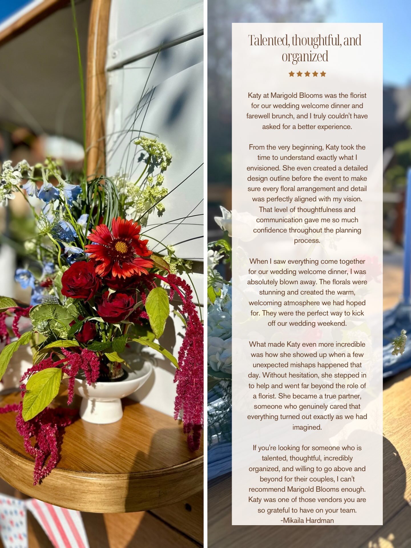 There is nothing sweeter than hearing words like these from our couples. 🤍

Creating the spaces where your favorite people gather is one of the greatest honors of what we do. Reviews like this remind us exactly why we love it so much. #bloomyourjoy 