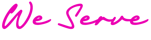 Pink text logo on a white background
