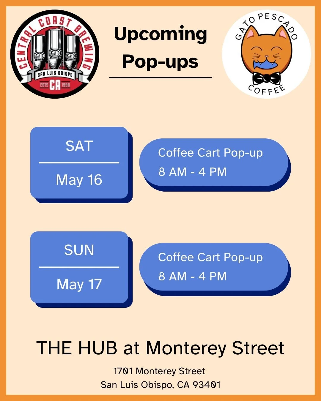 Come on by for the purrfect cup and a brewski this weekend!