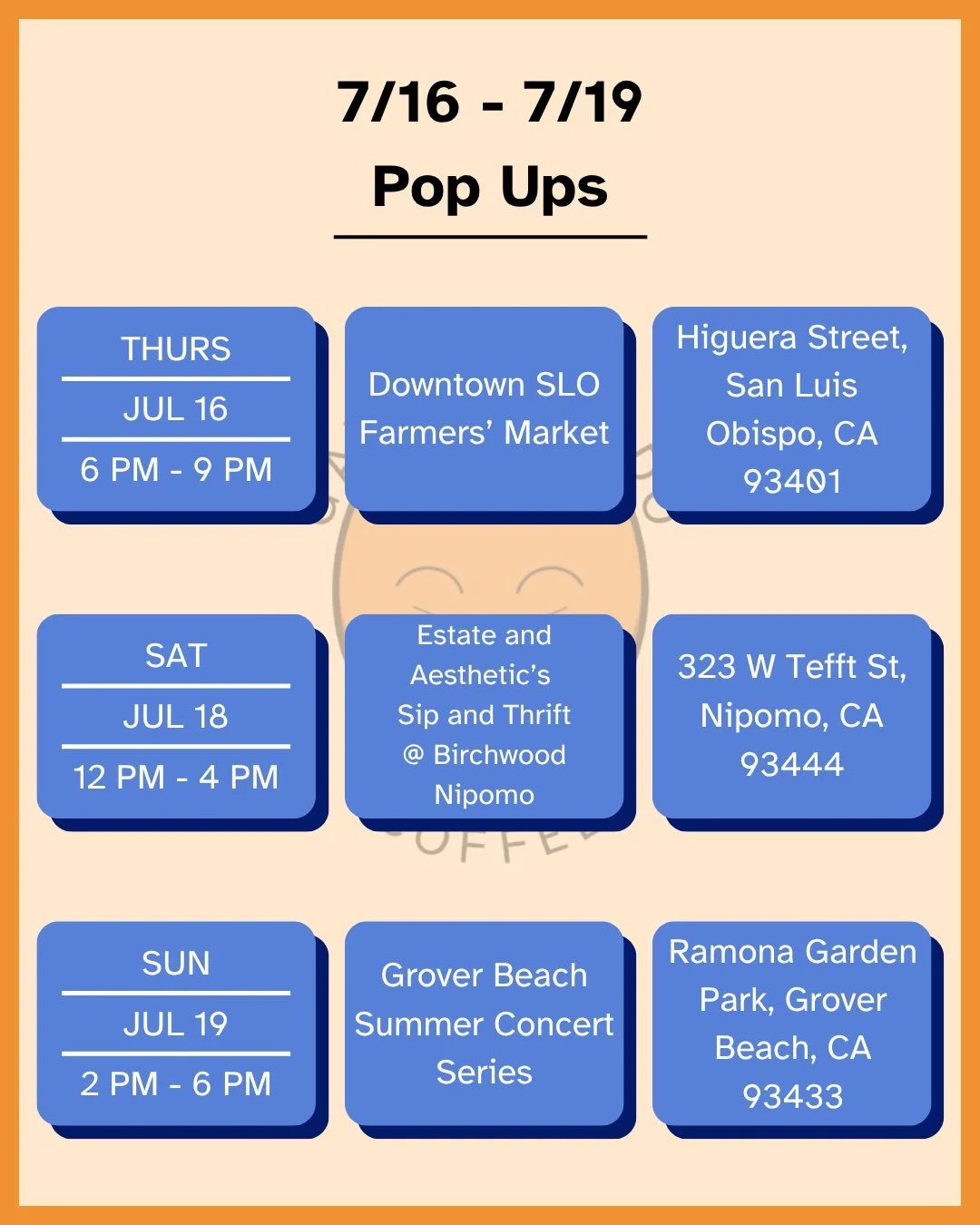 Hey y&rsquo;all, here&rsquo;s our line up for this weekend. Come on by and explore the markets and listen to music at the concerts we&rsquo;re popping up at. - The Gato Pescado Team 🐱

[San Luis Obispo County, San Luis Obispo, Nipomo, Grover Beach, 