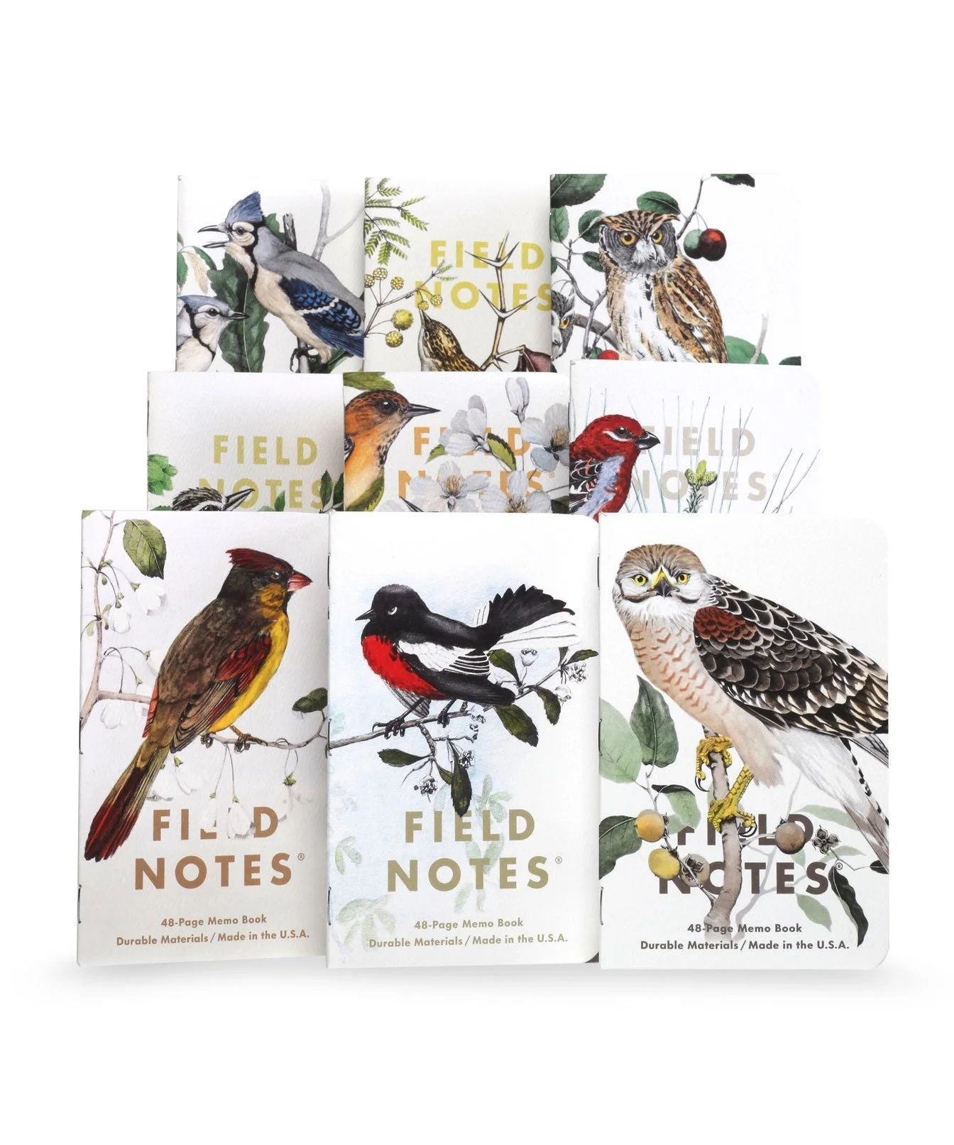 Field Notes Birds and Trees of North America Ruled Memo Books, Pack C: Redstart - Cardinal - Redshoulder Hawk