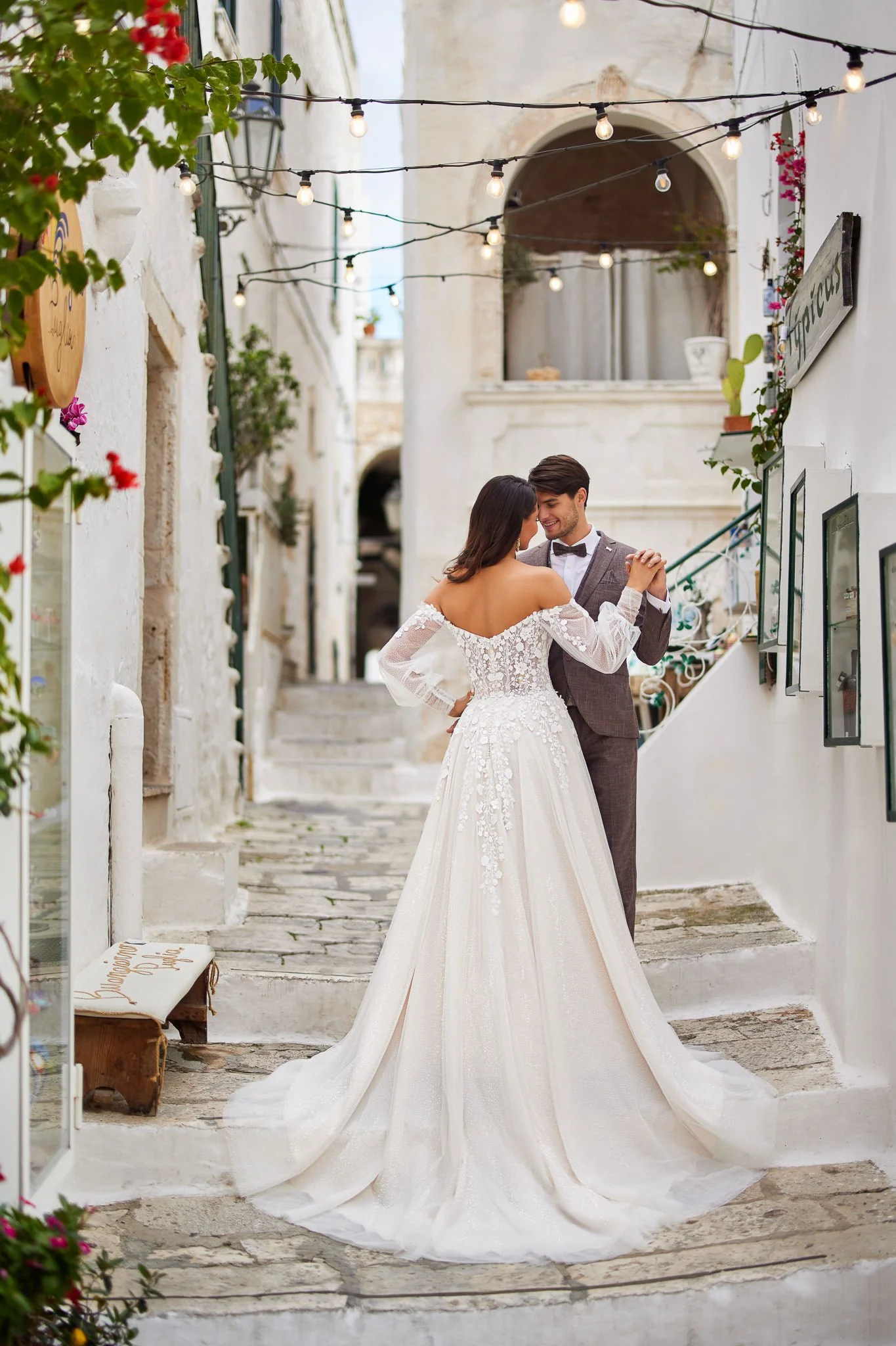 Alan Hannah MiaMia wedding dress with lace bodice, Formby bridal boutique