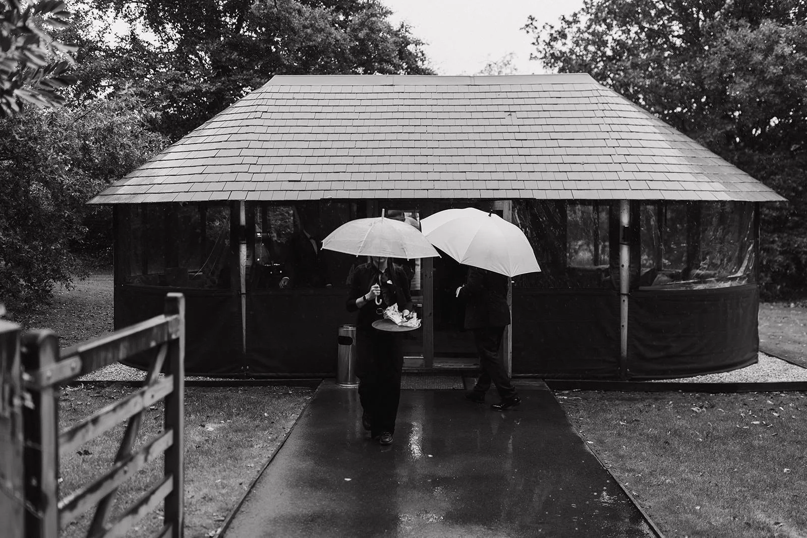 A wedding photograph showing the lads lodge at west tower.